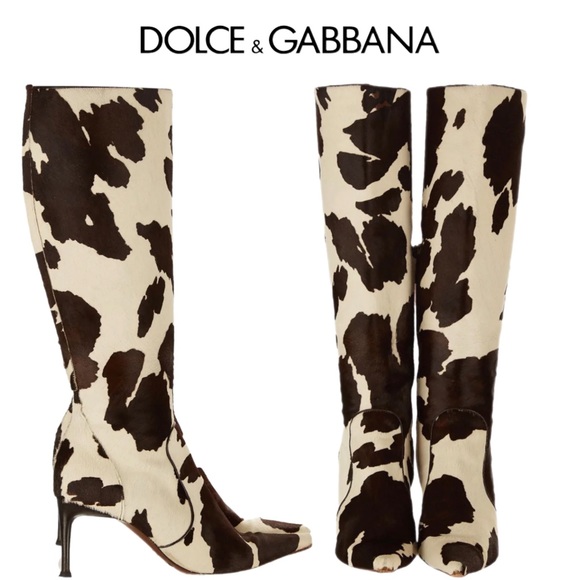 Dolce & Gabbana Cow Print Calf Hair Boots Rare Vintage Collector Size 38 (US 8) - Picture 9 of 10